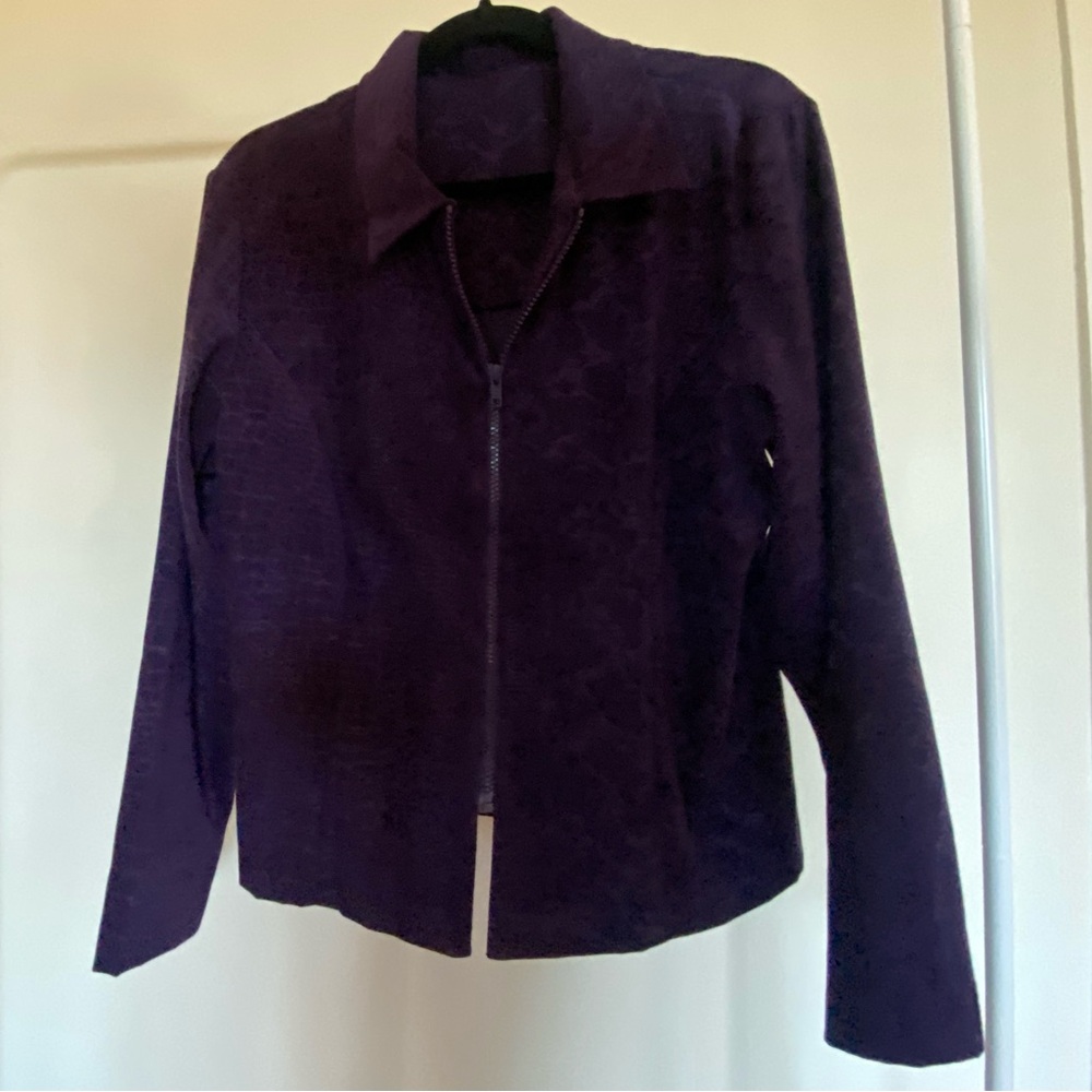 90s grunge purple snake skin zip up blouse!